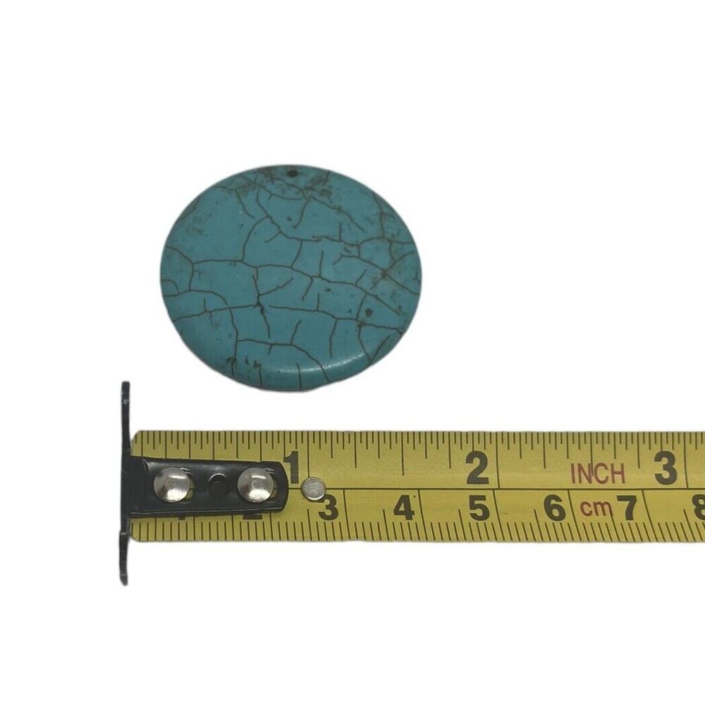 Simulated Turquoise Pendant Round Stone Disc 1 5/8” Pendant Fashion Collectible - Picture 8 of 9
